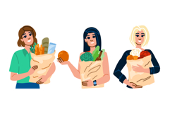 tote grocery bags woman vector Product Image 1