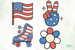 Groovy 4th of July clipart SVG Product Image 1