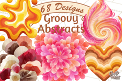 70s Abstract Shapes Clipart PNG Retro Psychedelic Elements Product Image 1