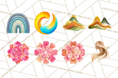 70s Abstract Shapes Clipart PNG Retro Psychedelic Elements Product Image 3