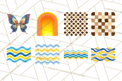 70s Abstract Shapes Clipart PNG Retro Psychedelic Elements Product Image 4