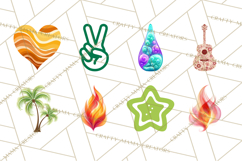 70s Abstract Shapes Clipart PNG Retro Psychedelic Elements Product Image 2