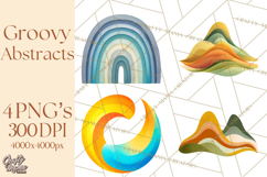 70s Abstract Shapes Clipart PNG Retro Psychedelic Elements Product Image 1