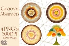 70s Abstract Shapes Clipart PNG Retro Psychedelic Elements Product Image 1