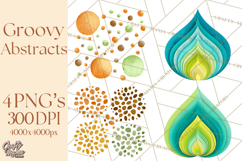 70s Abstract Shapes Clipart PNG Retro Psychedelic Elements Product Image 1