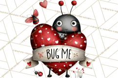 Groovy Retro Valentine Bug Clipart PNG, 70s Love Clip Art Product Image 3