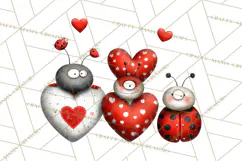 Groovy Retro Valentine Bug Clipart PNG, 70s Love Clip Art Product Image 5