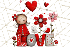 Groovy Retro Valentine Bug Clipart PNG, 70s Love Clip Art Product Image 2