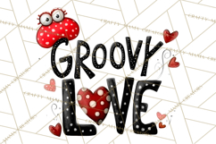 Groovy Retro Valentine Bug Clipart PNG, 70s Love Clip Art Product Image 5