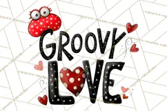 Groovy Retro Valentine Bug Clipart PNG, 70s Love Clip Art Product Image 5