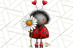 Groovy Retro Valentine Bug Clipart PNG, 70s Love Clip Art Product Image 2