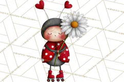 Groovy Retro Valentine Bug Clipart PNG, 70s Love Clip Art Product Image 4