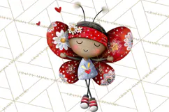 Groovy Retro Valentine Bug Clipart PNG, 70s Love Clip Art Product Image 2