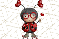 Groovy Retro Valentine Bug Clipart PNG, 70s Love Clip Art Product Image 2
