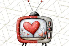 Groovy Retro Valentine Bug Clipart PNG, 70s Love Clip Art Product Image 3