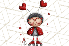 Groovy Retro Valentine Bug Clipart PNG, 70s Love Clip Art Product Image 4