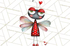 Groovy Retro Valentine Bug Clipart PNG, 70s Love Clip Art Product Image 2