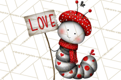 Groovy Retro Valentine Bug Clipart PNG, 70s Love Clip Art Product Image 3