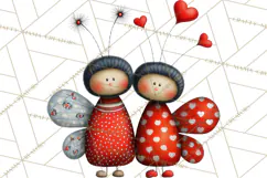 Groovy Retro Valentine Bug Clipart PNG, 70s Love Clip Art Product Image 3