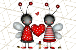 Groovy Retro Valentine Bug Clipart PNG, 70s Love Clip Art Product Image 4