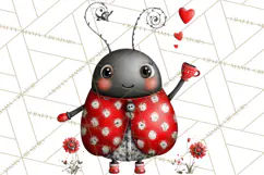 Groovy Retro Valentine Bug Clipart PNG, 70s Love Clip Art Product Image 4
