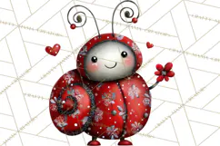 Groovy Retro Valentine Bug Clipart PNG, 70s Love Clip Art Product Image 2