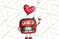 Groovy Retro Valentine Bug Clipart PNG, 70s Love Clip Art Product Image 5