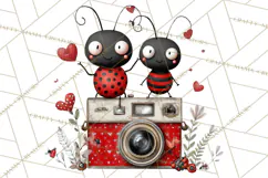 Groovy Retro Valentine Bug Clipart PNG, 70s Love Clip Art Product Image 4