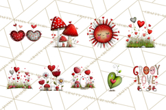 Groovy Retro Valentine Bug Clipart PNG, 70s Love Clip Art Product Image 6