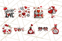 Groovy Retro Valentine Bug Clipart PNG, 70s Love Clip Art Product Image 5