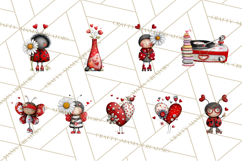 Groovy Retro Valentine Bug Clipart PNG, 70s Love Clip Art Product Image 3