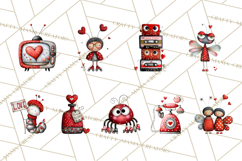 Groovy Retro Valentine Bug Clipart PNG, 70s Love Clip Art Product Image 8