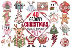 Groovy Christmas Clipart Bundle PNG Product Image 1