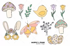 Groovy Easter Clipart Bundle Spring Clipart Easter Png 
