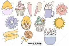 Groovy Easter Clipart Bundle Spring Clipart Easter Png 