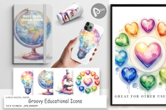 Groovy Educational Icons Digital Paper Product Image 1