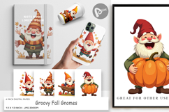 Digital Paper Groovy Fall Gnomes Product Image 1