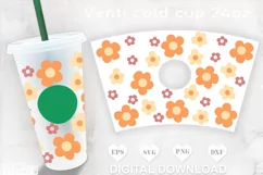 Retro flowers Full wrap for Starbucks 24oz Venti Cold Cup Product Image 1