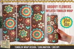 Inflated 3D Groovy Flowers Tumbler Wrap is a professional design that is available at 300dpi PNG to use for sublimation of tumblers. Avalaible for 30oz and 20oz sizes.