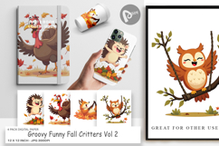 Digital Paper Groovy Fall Critters Product Image 1