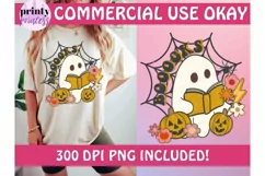 Book Lover Halloween PNG, Funny Ghost Halloween Sublimation Product Image 3