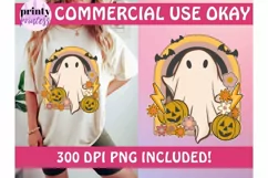 Retro Halloween PNG, Cute Ghost Halloween Sublimation Product Image 1