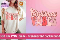 Retro Christmas Vibes PNG, Pink Christmas Sublimation Design Product Image 3