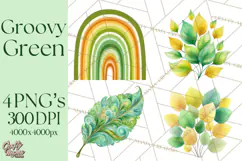 Retro 70s Psychedelic Clipart PNG, Groovy Flowers Product Image 1