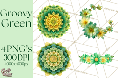 Retro 70s Psychedelic Clipart PNG, Groovy Flowers Product Image 1