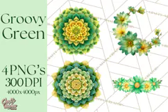 Retro 70s Psychedelic Clipart PNG, Groovy Flowers Product Image 1