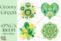 Retro 70s Psychedelic Clipart PNG, Groovy Flowers Product Image 1
