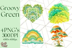 Retro 70s Psychedelic Clipart PNG, Groovy Flowers Product Image 1