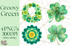 Retro 70s Psychedelic Clipart PNG, Groovy Flowers Product Image 1