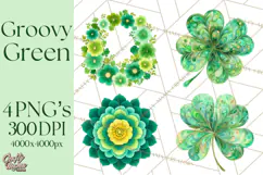 Retro 70s Psychedelic Clipart PNG, Groovy Flowers Product Image 1